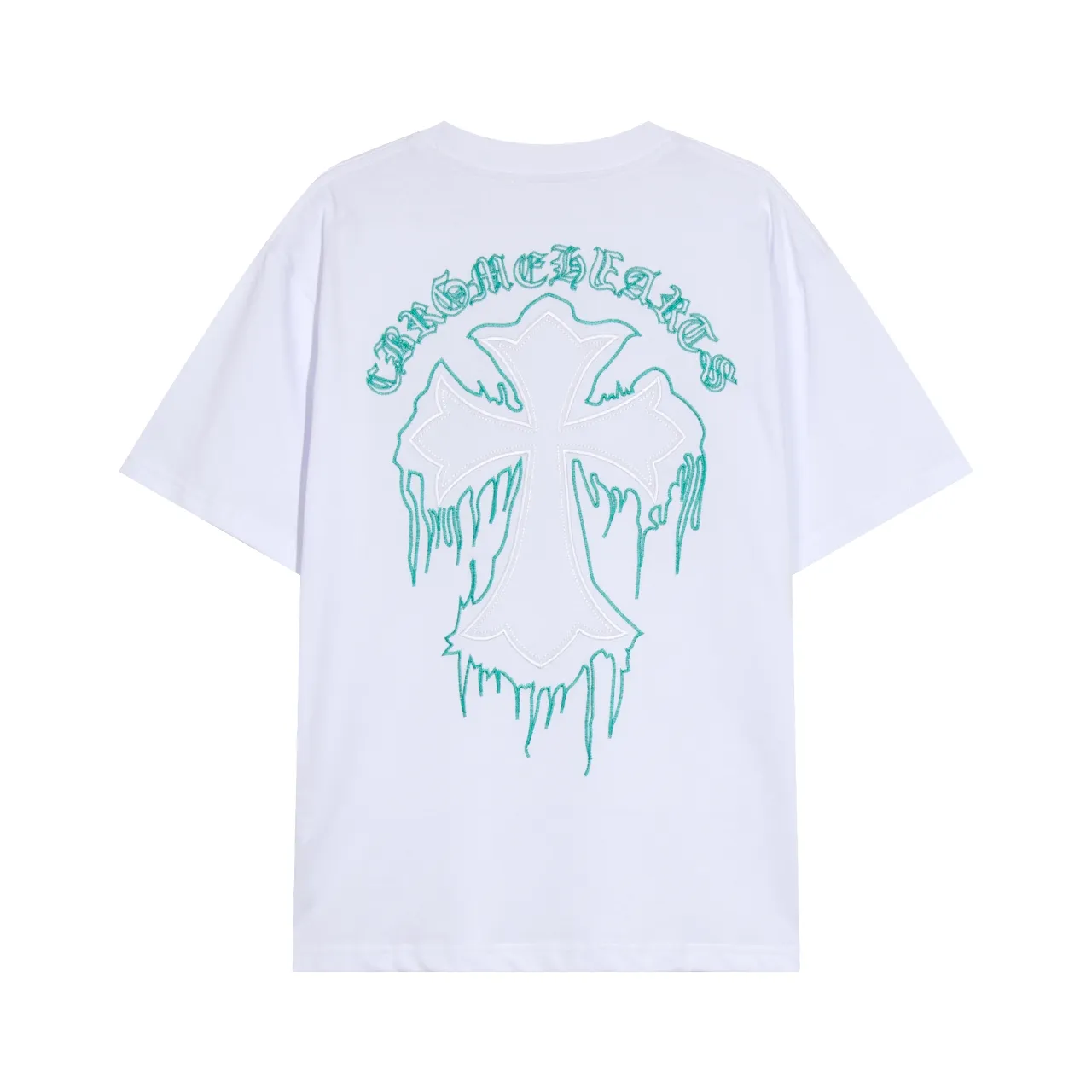 P150 Chrome Hearts Chrome Hearts Sanskrit Cross Embroidery Short Sleeve Size: SMLXL Color: Black White